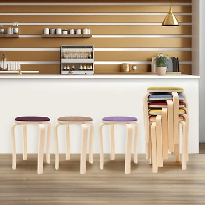 Stackable Stools, Stackable Round Stools, Set of 8 Stacking Wooden Stools NEW - Image 1 of 4