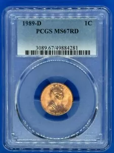 1989-D 1C PCGS MS67RD Lincoln Cent - Picture 1 of 3