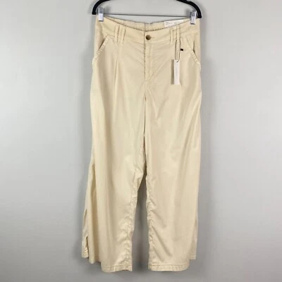 Calça American Eagle perna larga tamanho 8 curta creme cintura alta - Imagem 1 de 4