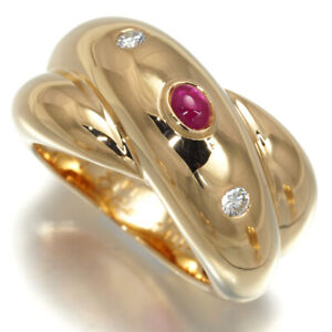 Auth Cartier Ring Ruby Colisee Diamond EU49 18K 750 Yellow Gold 