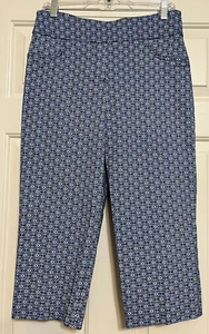NWT Ruby Rd size 8 blue navy white pull on capri pants women's - Picture 1 of 8