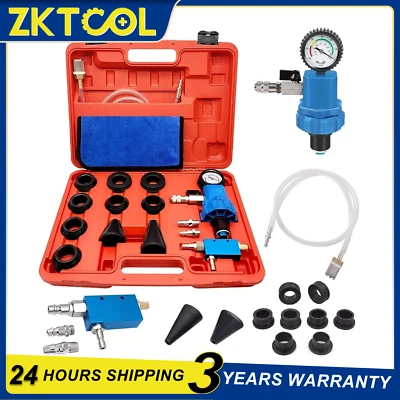 ZKTOOL 16PCS Radiator Cooling System Vacuum Purge Gauge Tool Coolant Refilling Kit