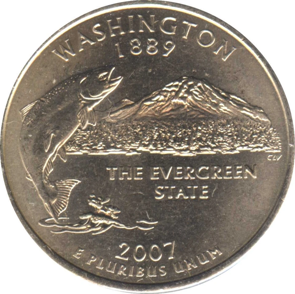 USA 1/4 Dollar Washington Quarter Washington 2007 P AU in a capsule - Image 1 of 1