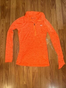 Under Armour 1/4 Zip Heatgear Shirt Womens Size XS Orange - Picture 1 of 4