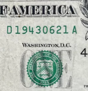 June 21, 1943 Birthday Note Fancy Serial Number $1 Dollar Bill - Picture 1 of 5