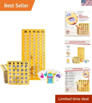 Jam-Proof Bingo Cards with Sliding Windows, 25 Reusable Shutter Cards, 75 Cal... - Image 1 of 4
