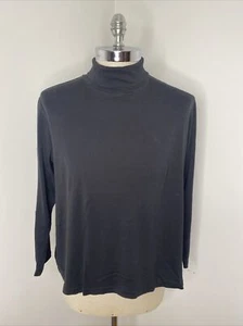 Talbots Women's 3X Turtleneck Shirt Black Pima Cotton Top - Picture 1 of 3