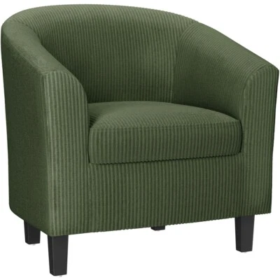 Silla de barril tapizada de pana, silla de brazo acento con cojín para salón Foto 1 de 4