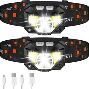 Stirnlampe Taschenlampe, Lumen Ultra-Light Helle LED Wiederaufladbare Stirnlampe mit Wh - Bild 1 von 6