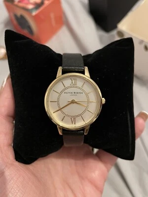 Ladies Olivia Burton Black + Gold Plated Wonderland Watch - Image 1 of 4
