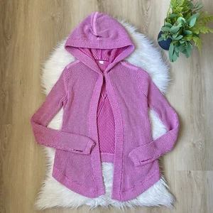 Ivivva Pink Ribbed Knit Sweater Cardigan To The Moon and Back Hoodie Size 10y - Picture 1 of 3