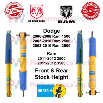 Juego de amortiguadores Bilstein B6 altura de culata delantera y trasera para Ram 2500 / 3500 tracción trasera Foto 1 de 4