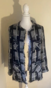 Elliott Lauren Damen Fransen Tweed Wollmischung Jacke Mantel Größe 8 Medium klassisch - Bild 1 von 12