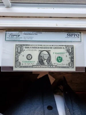 1977 A $1 FEDERAL RESERVE NOTE MISALIGNED FACE AND BACK PRINT Error 58PPQ - Image 1 of 4