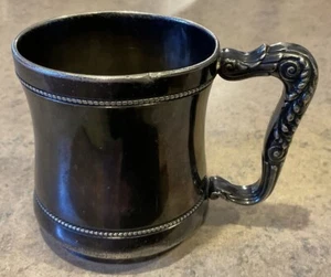 REED & BARTON :: Atq  HANDLED BABY 2 1/2” CUP Seahorse Beaded “Faith” Gilt #2070 - Picture 1 of 22