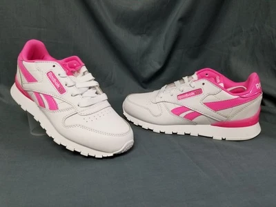Zapatillas Reebok Clásicas de Cuero con Cordones "Step n Flash" Blanco Rosa Niñas Talla 3 N Foto 1 de 4