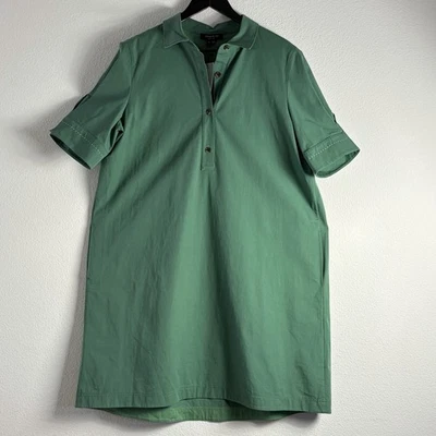 Lafayette 148 NY Popover Women  Cotton  Collared Stretch Green Dress Size XL NEW - Image 1 of 4