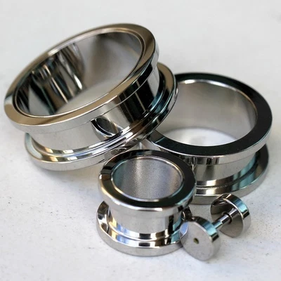 PAIR of 316L Surgical Steel Screw Fit Tunnel Plug Up to 2" / 50mm - Image 1 of 4