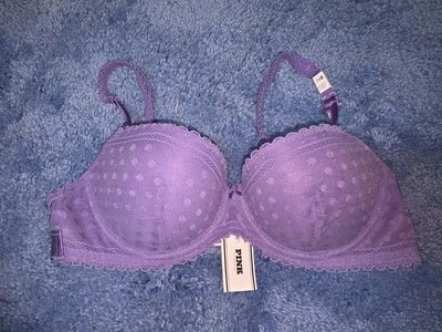 Sujetador Pink By Victoria's Secret Encaje Ligeramente Forrado Logo Balconette Talla 34B Nuevo con Etiquetas Foto 1 de 4