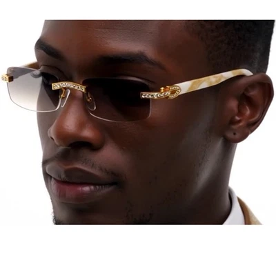 宝石口音太阳镜大理石寺庙透明镜片街头服装精致2025 — 第 1/4 张图片