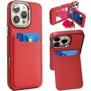 Funda tipo billetera de cuero con solapa Fusion para iPhone 16 Pro - Roja - Imagen 1 de 4
