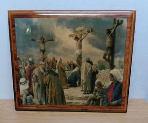 Placa de madera maciza ÚNICA HECHA A MANO JESÚS en la cruz - Imagen 1 de 3