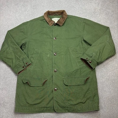 LL Bean Jacket Adult X Large Green Hunting Canvas Barn Chore Corduroy Lined Men* - Image 1 of 4