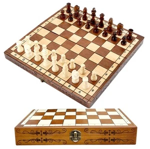 Folding Hand Crafted Wooden Chess Set Chess Board for Kids and Adults 30 x 30 CM - Picture 1 of 12