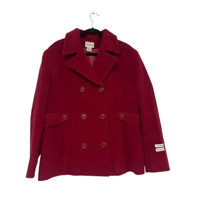 Chaquetón St Johns Bay para mujer talla XL rojo doble botonadura mezcla de lana cachemir nuevo con etiquetas Foto 1 de 4