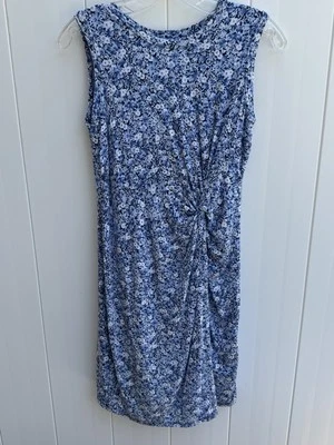 Maison Jules Women’s Small Blue Floral Knot Front Sleeveless Dress - Image 1 of 3