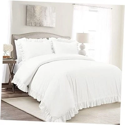  Juego de 3 fundas Reyna 100 % algodón 3 unidades completo/queen blanco puro edredón Foto 1 de 4