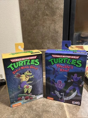 2 figuras NECA TMNT Teenage Mutant Ninja Turtles Mondo Gecko + Trouble's Afoot Foto 1 de 4