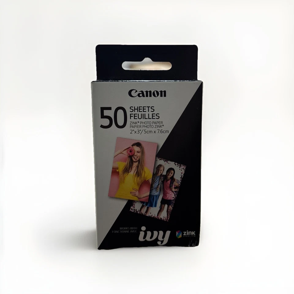 50 Sheets Canon 2”x 3” ZINK Photo Paper Sticky Back Canon Ivy Printer - Image 1 of 1