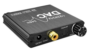 Digital Optical S/PDIF To Analog DAC │Bass Volume Dial Stereo RCA 3.5mm AUX Out - Picture 1 of 6