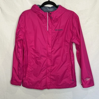 Columbia Rain Jacket Girls XL 18 20 Hot Pink Waterproof Coat Omni Tech Youth EUC - Image 1 of 4