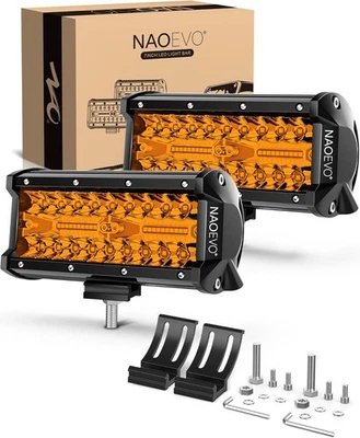 Naoevo 7 Zoll gelbe LED-Lichtleiste, 240 W 24.000 lm Offroad Nebel-/Fahrlicht mit - Bild 1 von 4