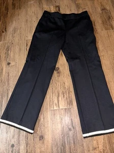 Vilagallo Black w/Braid-Hem Elastic-Waist Pants WIDE LEG Pockets Size 44. NWOT - Picture 1 of 16