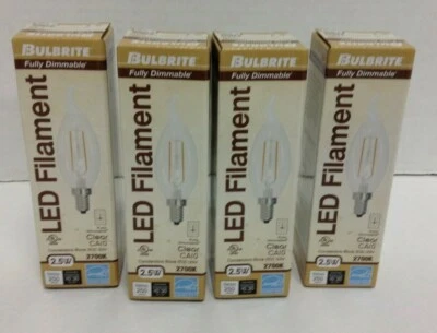 4 Pack Pottery Barn CA10 Filament Flame Candelabra LED Light Bulb 25 Watt Warm - Image 1 of 4