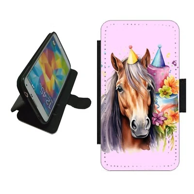 Horse Birthday Phone Case Wallet flip cover For iPhone Samsung HOR5 - Image 1 of 4