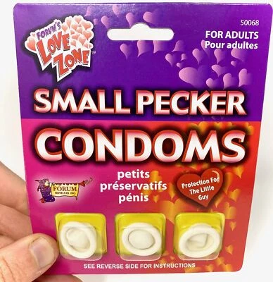 FORUMS NOVELTIES 3pk SMALL PECKER WILLY CONDOMS - Mini Tiny GaG Prank Joke Funny Gift Hen Party