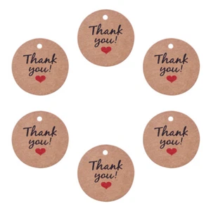 100 Pcs Thank You Kraft Paper Tag Wrapping Tags Wedding Flower Label - Afbeelding 1 van 12