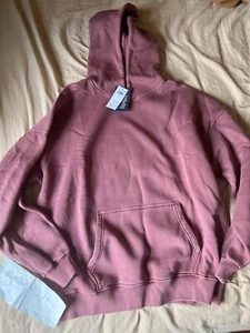 Abercrombie & Fitch Essentials Popover Hoodie Dark Pink Sweatshirt Peach Vtg L - Picture 1 of 5