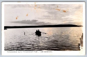 Boating On Greenwater Lake Provincial Park, Saskatchewan, 1953 RPPC Postcard - Picture 1 of 2