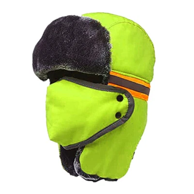 Sombrero de seguridad reflectante de invierno de alta visibilidad para aviador oreja piel térmica gorras de esquí Foto 1 de 4