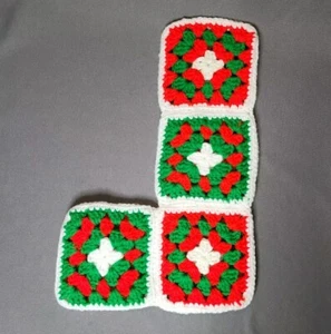 Strick Weihnachtsstrumpf Vintage Handarbeit gehäkelt handgestrickt Granny Square 15" - Bild 1 von 5