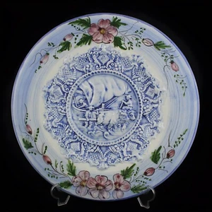 Plato Grande Decoracion Pared MAYOLICA Frances Barbotine Vintage Floral 💝 - Imagen 1 de 6