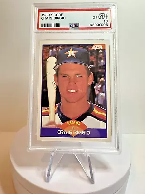 CRAIG BIGGIO 1989 Score Baseball RC Card #237 HOUSTON ASTROS - PSA Gem Mint 10 - Image 1 of 2