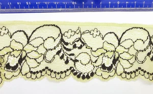 Hem Trim Elastic VANILLA YELLOW / BLACK 1m X 65mm Lace Dentelle Encaje шнурок - Picture 1 of 4