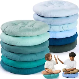 12 Floor Cushion Seat Cushions 15 x 15 inch Colorful Round Floor Chair Cushions - Picture 1 of 7