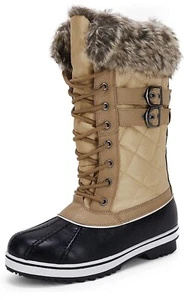 Womens Cow Suede Leather Snow Boots Warm Waterproof Winter Mid Calf Boots Size 5 - Picture 1 of 9